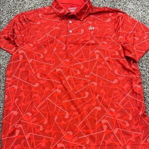 Red Geometric Polo Performance Shirt